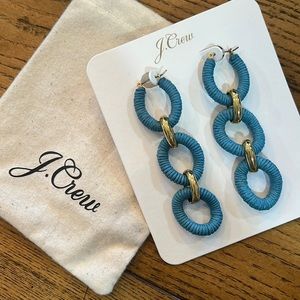 J Crew Multi-Hoop Blue and Gold Earrings